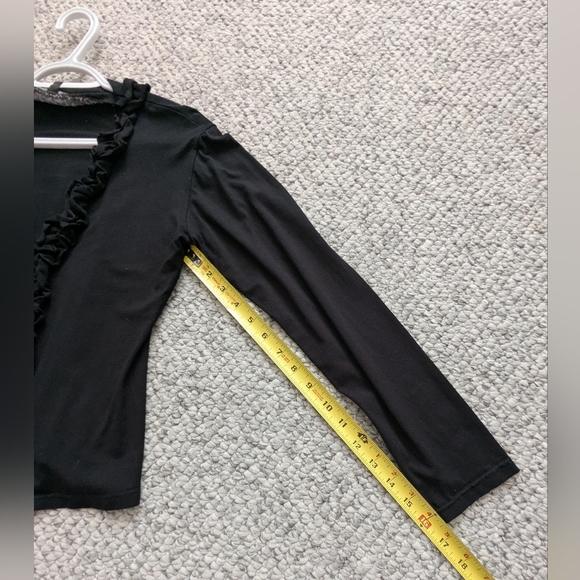 Cable & Gauge Women's Black Ruffled Top/Cardigan - Picture 12 of 14